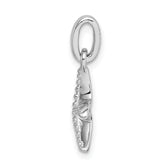 Sterling Silver Rhodium-plated Polished Textured Starfish Pendant